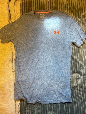 Under Armour Women's Heather Blue Short-Sleeve Performance Tee with Orange Logo